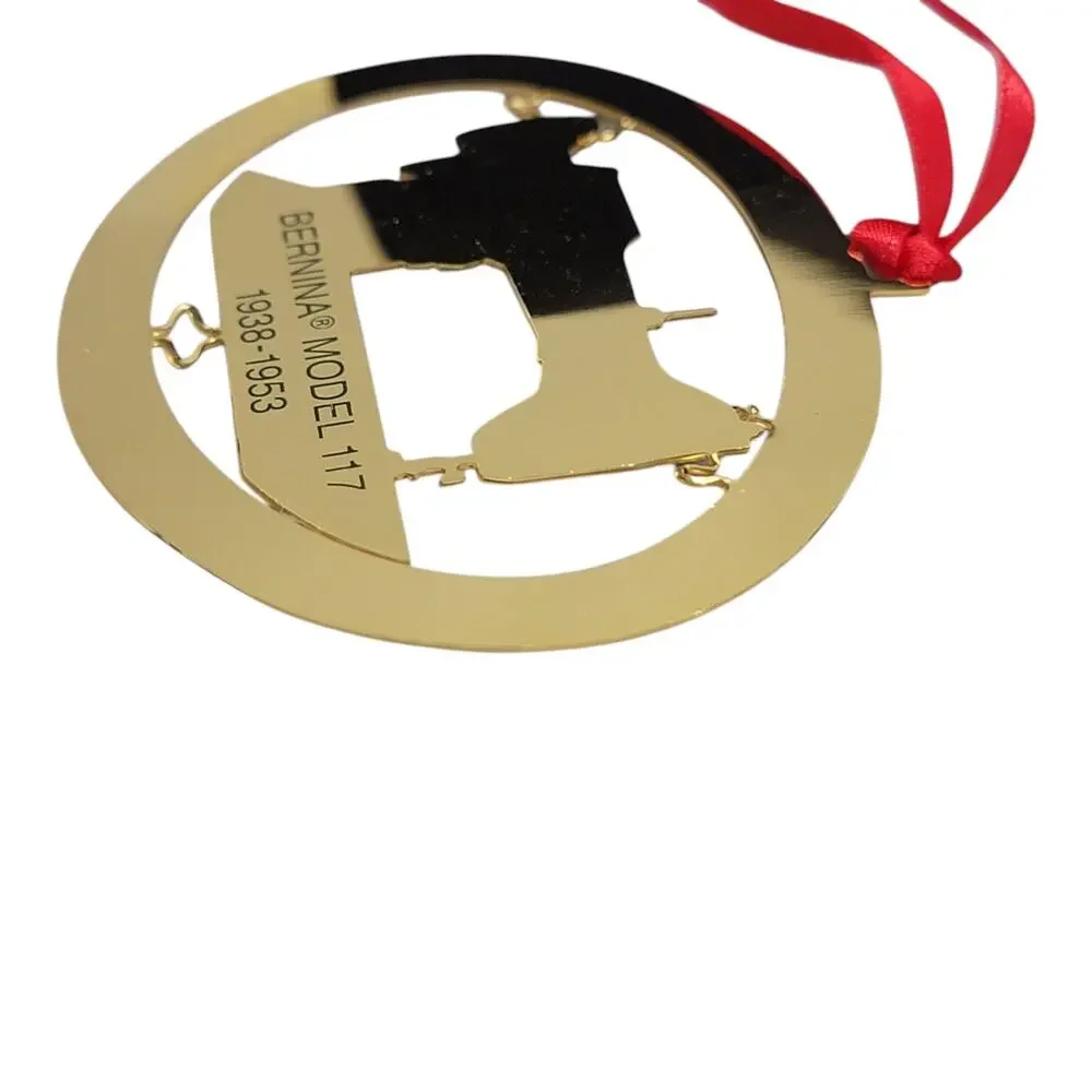 Vintage 2001 Bernina Model 117 Sewing Machine Gold Metal Christmas Ornament